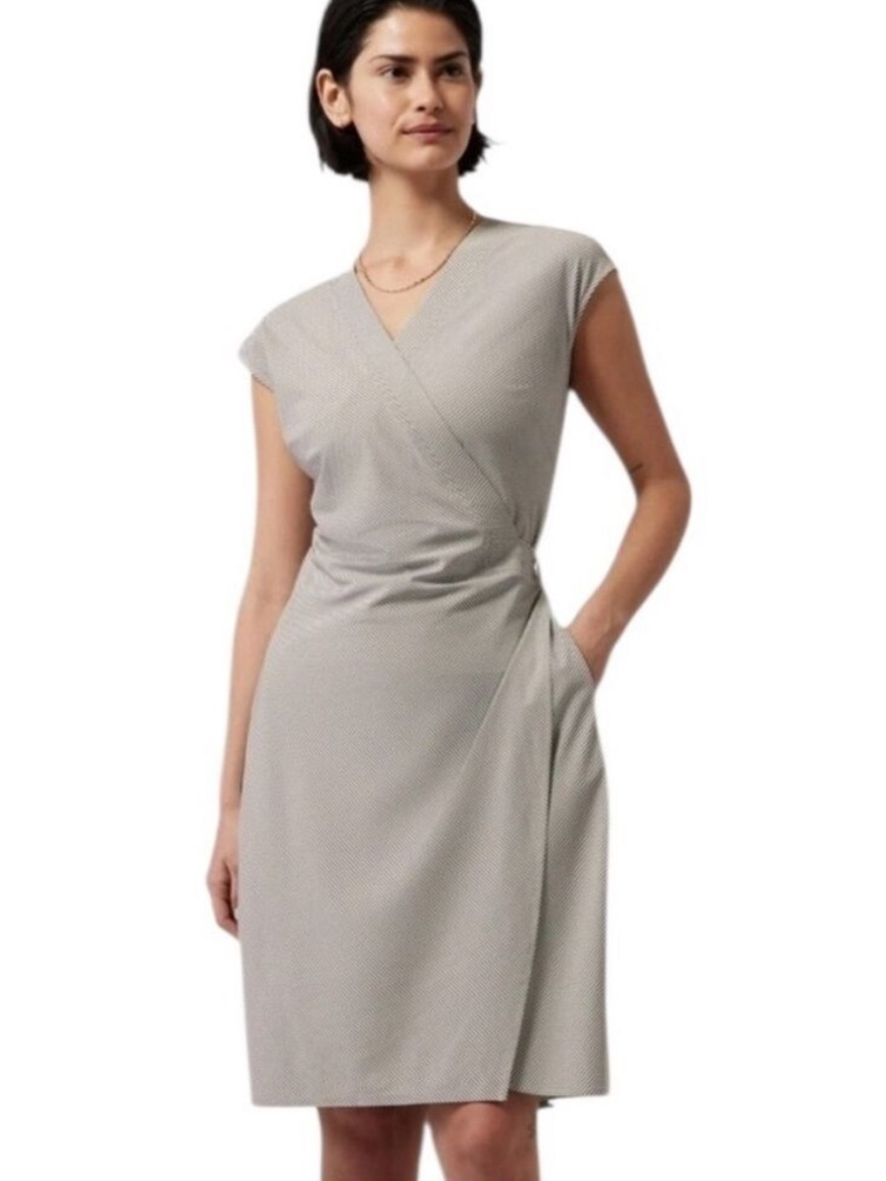 Athleta Newport Wrap Dress City Stripe Black Sea Salt M/P NWT
